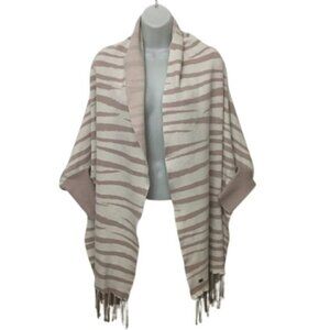 Soia & Kyo Pink Animal Print Knit Scarfigan with Fringe